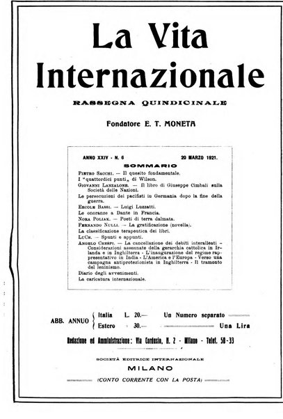 La vita internazionale rassegna quindicinale