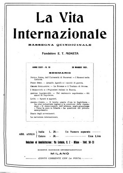 La vita internazionale rassegna quindicinale