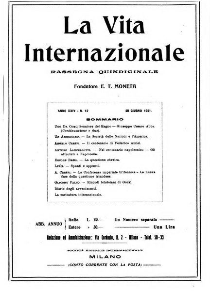 La vita internazionale rassegna quindicinale