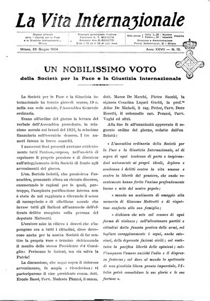 La vita internazionale rassegna quindicinale