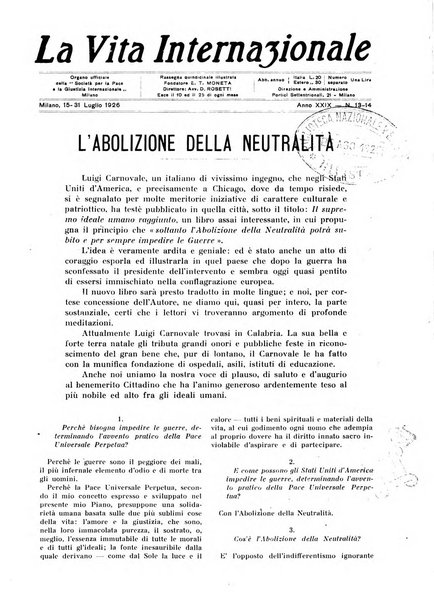 La vita internazionale rassegna quindicinale