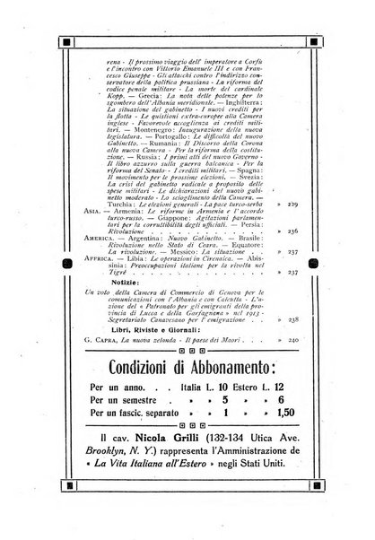 La vita italiana all'estero rivista mensile di emigrazione, politica estera e coloniale.- A. 1, fasc. 1 (gen. 1913)-a. 3, fasc. 30 (giu. 1915)