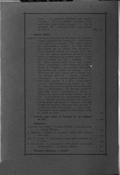 La vita italiana all'estero rivista mensile di emigrazione, politica estera e coloniale.- A. 1, fasc. 1 (gen. 1913)-a. 3, fasc. 30 (giu. 1915)