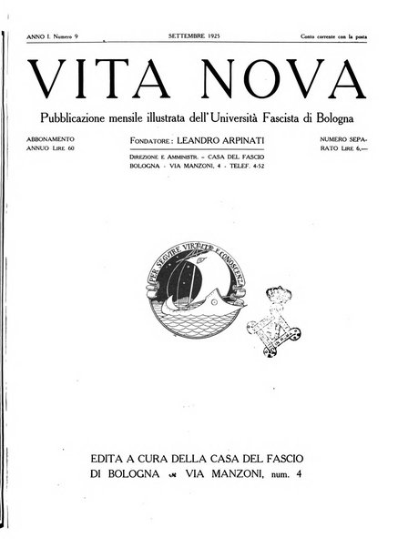 Vita nova pubblicazione quindicinale illustrata dell'Universita fascista di Bologna