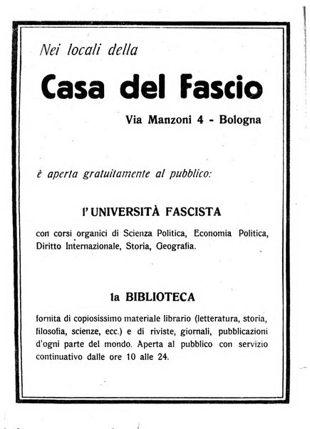 Vita nova pubblicazione quindicinale illustrata dell'Universita fascista di Bologna