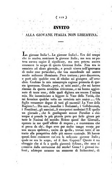 La voce della ragione giornale filosofico, teologico, politico, istorico e letterario