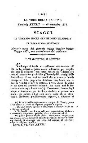 La voce della ragione giornale filosofico, teologico, politico, istorico e letterario