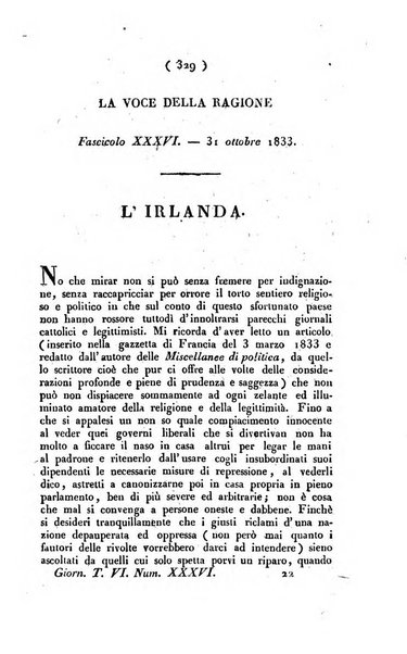 La voce della ragione giornale filosofico, teologico, politico, istorico e letterario