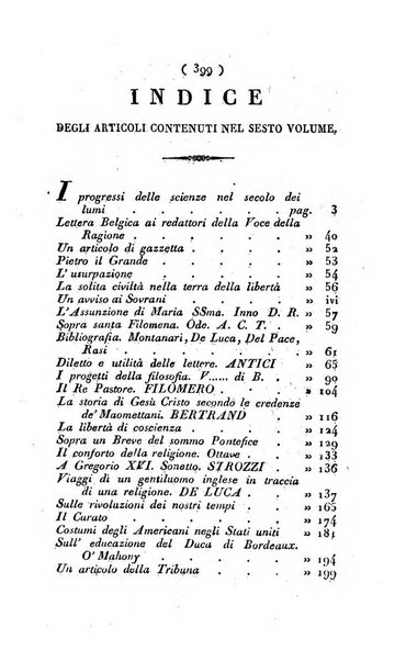 La voce della ragione giornale filosofico, teologico, politico, istorico e letterario