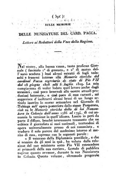 La voce della ragione giornale filosofico, teologico, politico, istorico e letterario