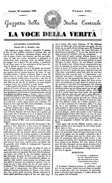 La voce della verità gazzetta dell'Italia centrale