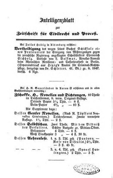 Zeitschrift fur Civilrecht und Prozess