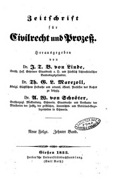 Zeitschrift fur Civilrecht und Prozess