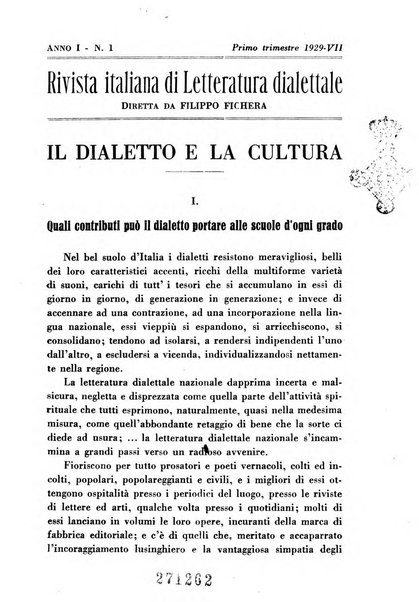 Rivista italiana di letteratura dialettale