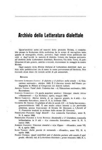 Rivista italiana di letteratura dialettale