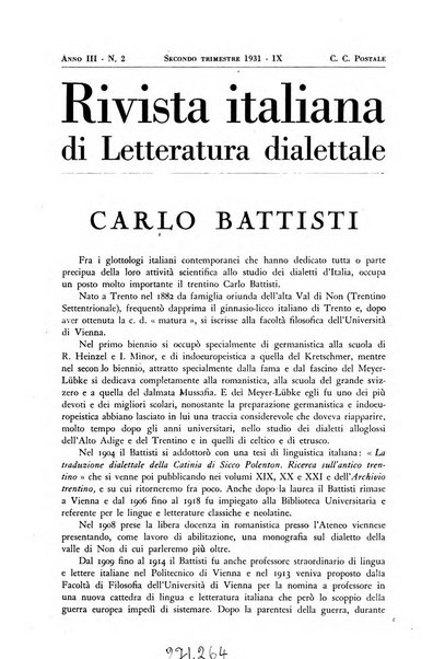 Rivista italiana di letteratura dialettale