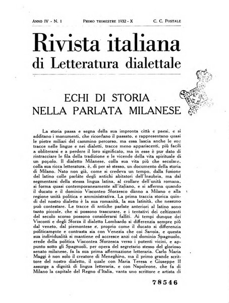 Rivista italiana di letteratura dialettale