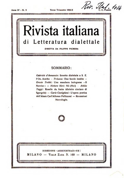 Rivista italiana di letteratura dialettale