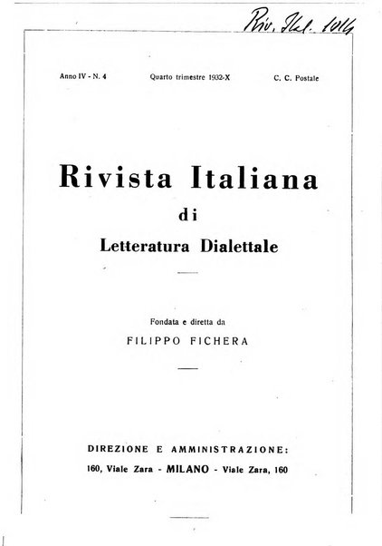 Rivista italiana di letteratura dialettale