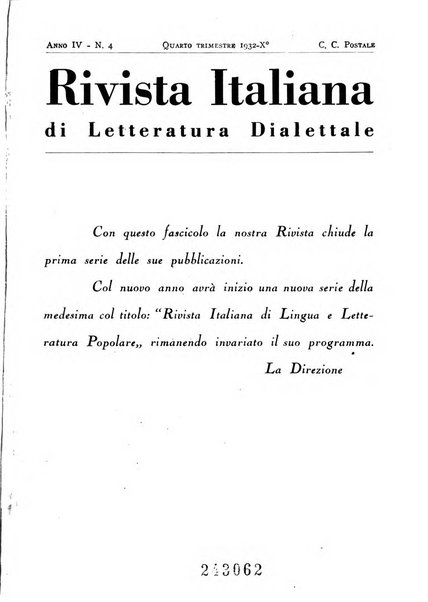 Rivista italiana di letteratura dialettale