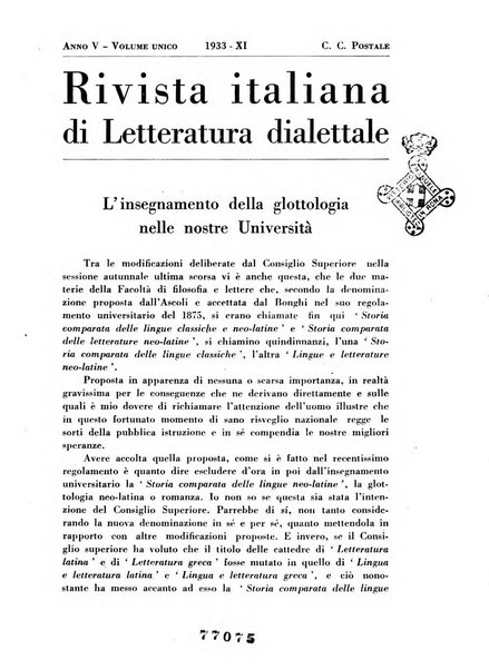 Rivista italiana di letteratura dialettale