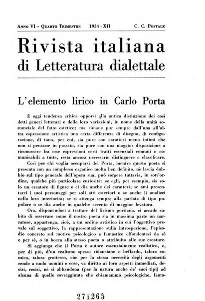 Rivista italiana di letteratura dialettale