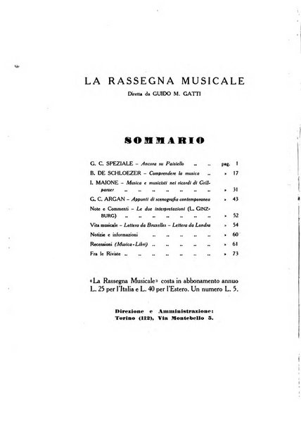 La rassegna musicale