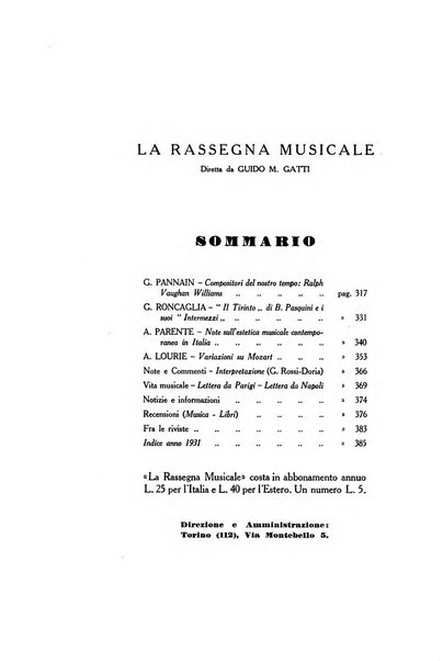 La rassegna musicale