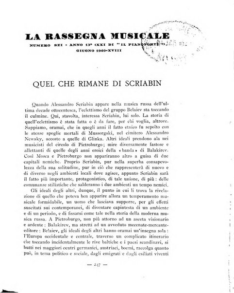 La rassegna musicale