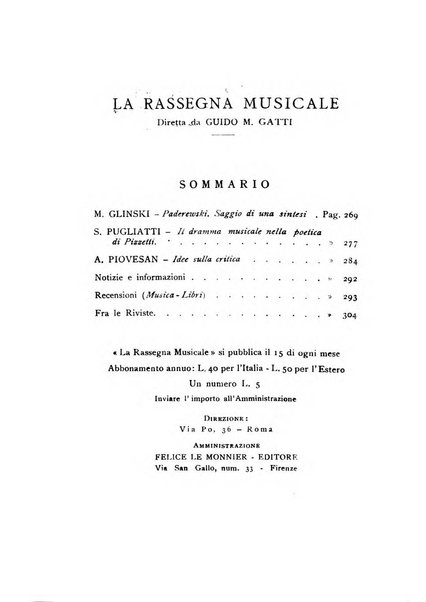 La rassegna musicale