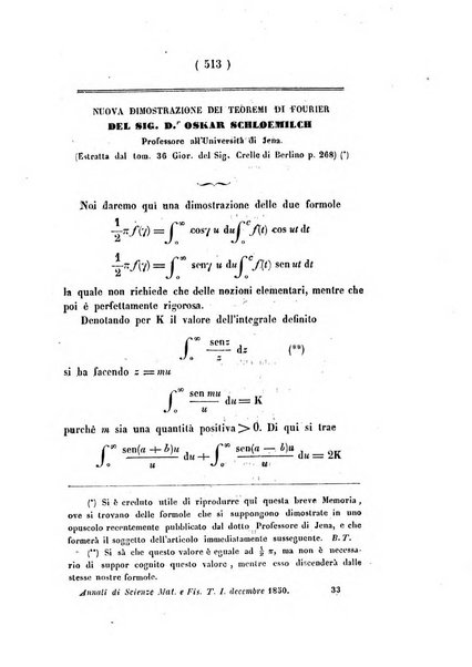 Annali di scienze matematiche e fisiche