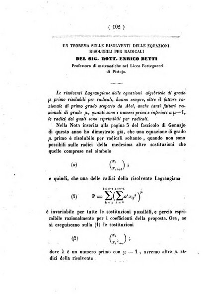 Annali di scienze matematiche e fisiche