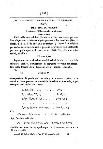 Annali di scienze matematiche e fisiche