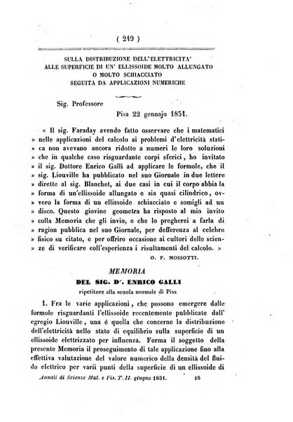 Annali di scienze matematiche e fisiche