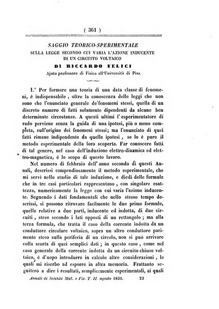 Annali di scienze matematiche e fisiche