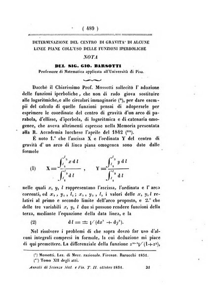 Annali di scienze matematiche e fisiche