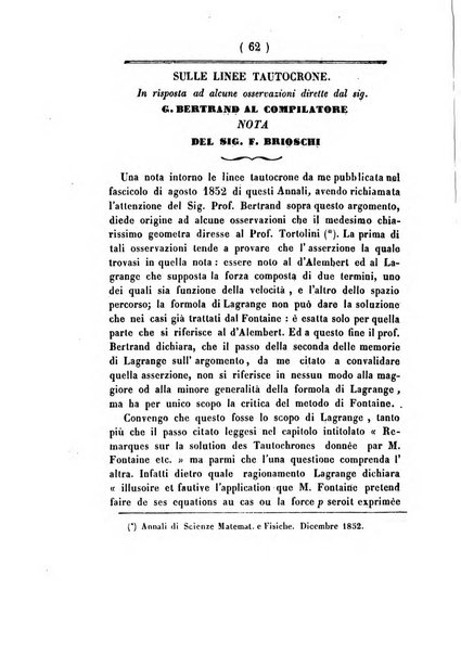 Annali di scienze matematiche e fisiche