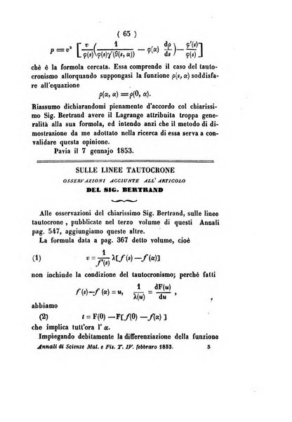 Annali di scienze matematiche e fisiche