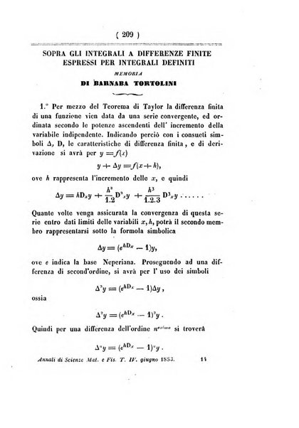 Annali di scienze matematiche e fisiche