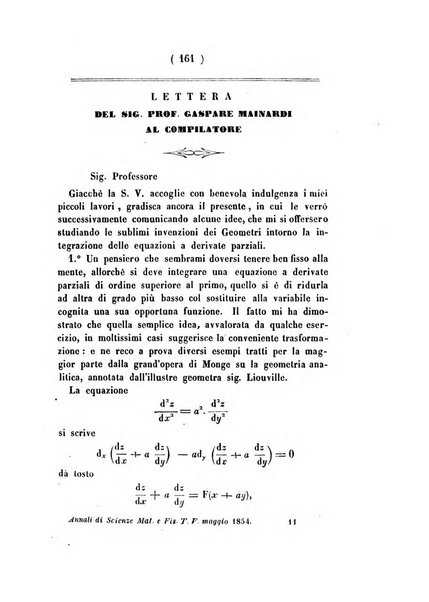 Annali di scienze matematiche e fisiche