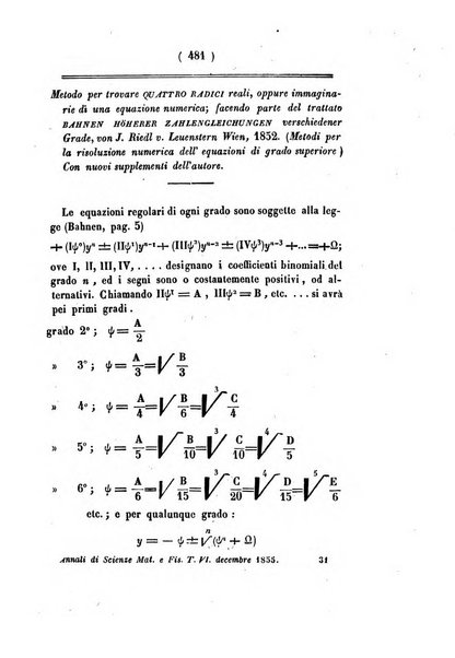 Annali di scienze matematiche e fisiche