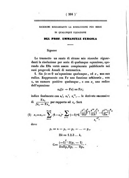 Annali di scienze matematiche e fisiche