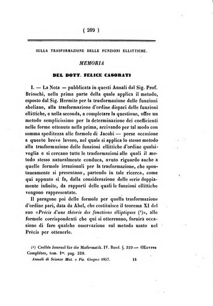 Annali di scienze matematiche e fisiche