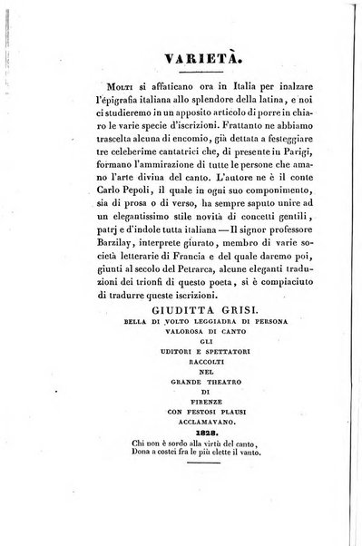 L'esule giornale di letteratura italiana antica e moderna