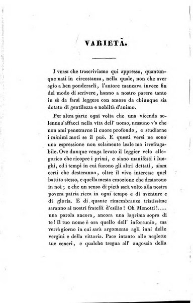 L'esule giornale di letteratura italiana antica e moderna