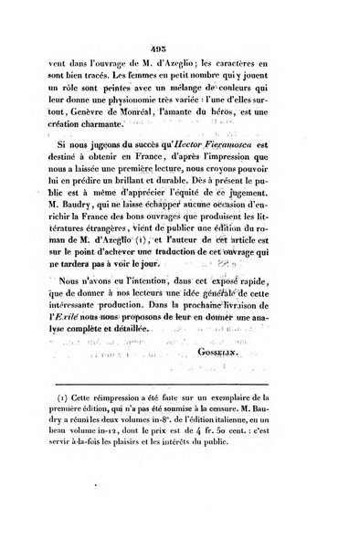 L'esule giornale di letteratura italiana antica e moderna