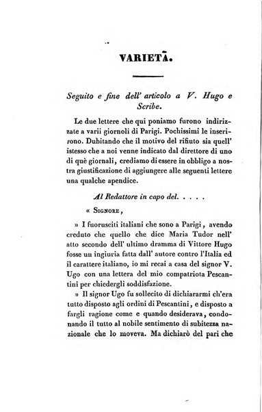 L'esule giornale di letteratura italiana antica e moderna