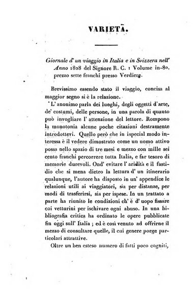 L'esule giornale di letteratura italiana antica e moderna