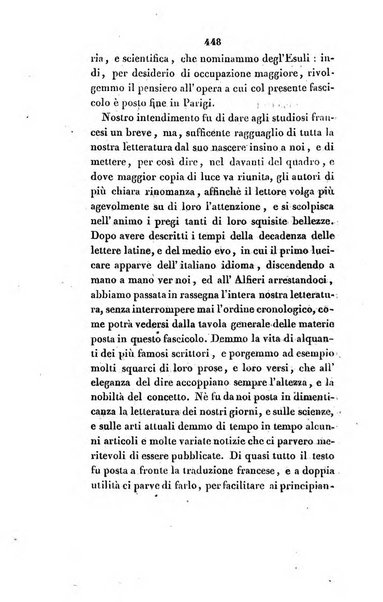 L'esule giornale di letteratura italiana antica e moderna