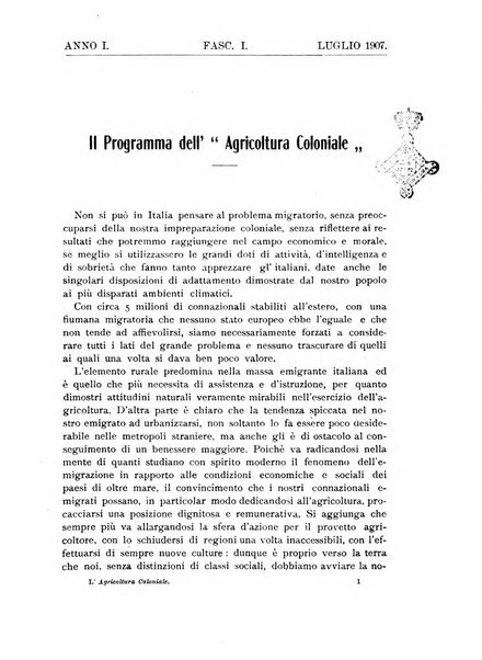 L'agricoltura coloniale organo dell'Istituto agricolo coloniale italiano e dell'Ufficio agrario sperimentale dell'Eritrea